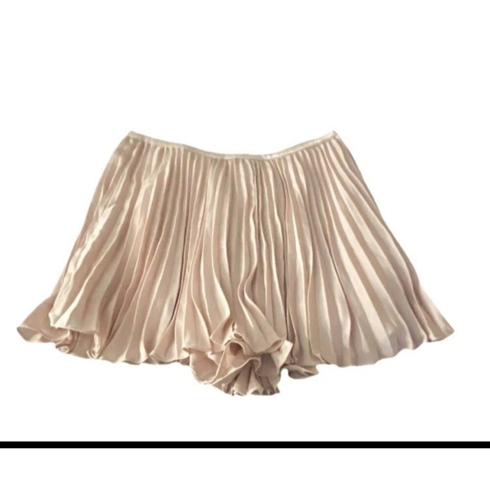Anthropologie Pleated Satin Mini Skirt Shorts Women’s M Pink Rose Skort